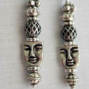 Pierced Drop Contemporary Earrings   Metal Faces Handcrafted